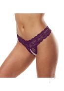 Secret Kisses Lace Andamp; Pearl Crotchless Thong - S/m -...